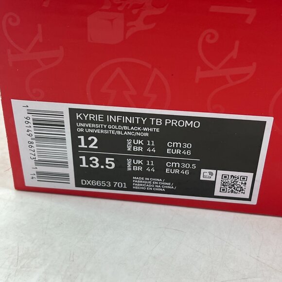 Nike Kyrie Infinity TB Promo Size 12 Gold White DX6653-701 Men Shoes Sneakers - Picture 8 of 8